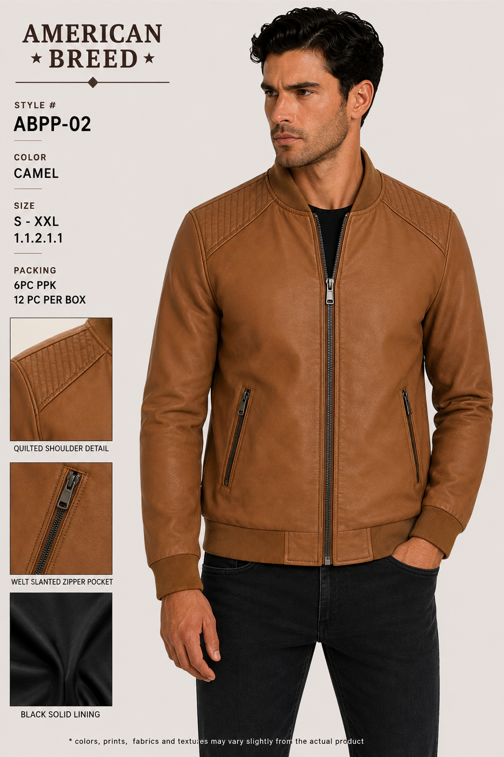 ABPP-02 AMERICAN BREED MEN'S FANCY PU JACKET- PER PREPACK
