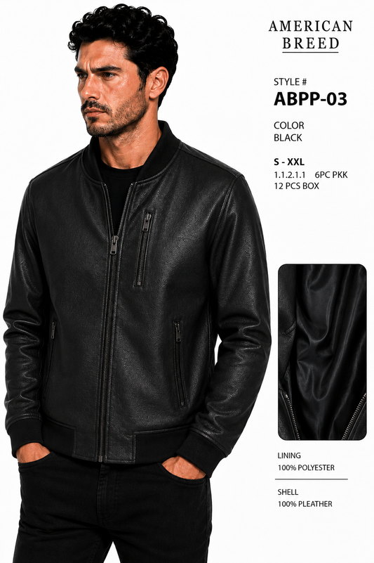 ABPP-03 AMERICAN BREED MEN'S FANCY PU JACKET- PER PREPACK