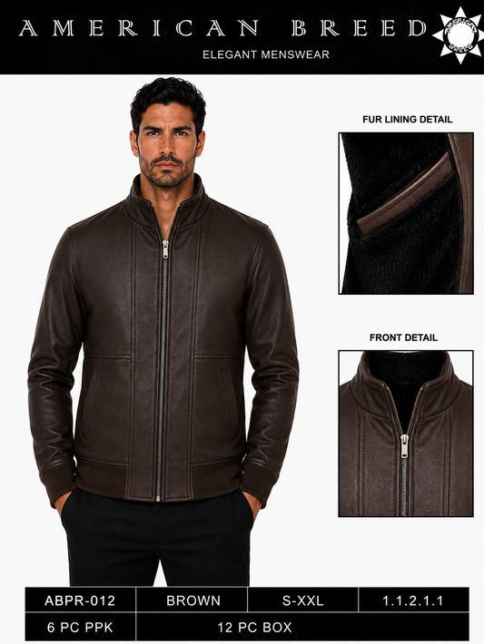 ABPR-12 AMERICAN BREED MEN'S FANCY PU JACKET- PER PREPACK