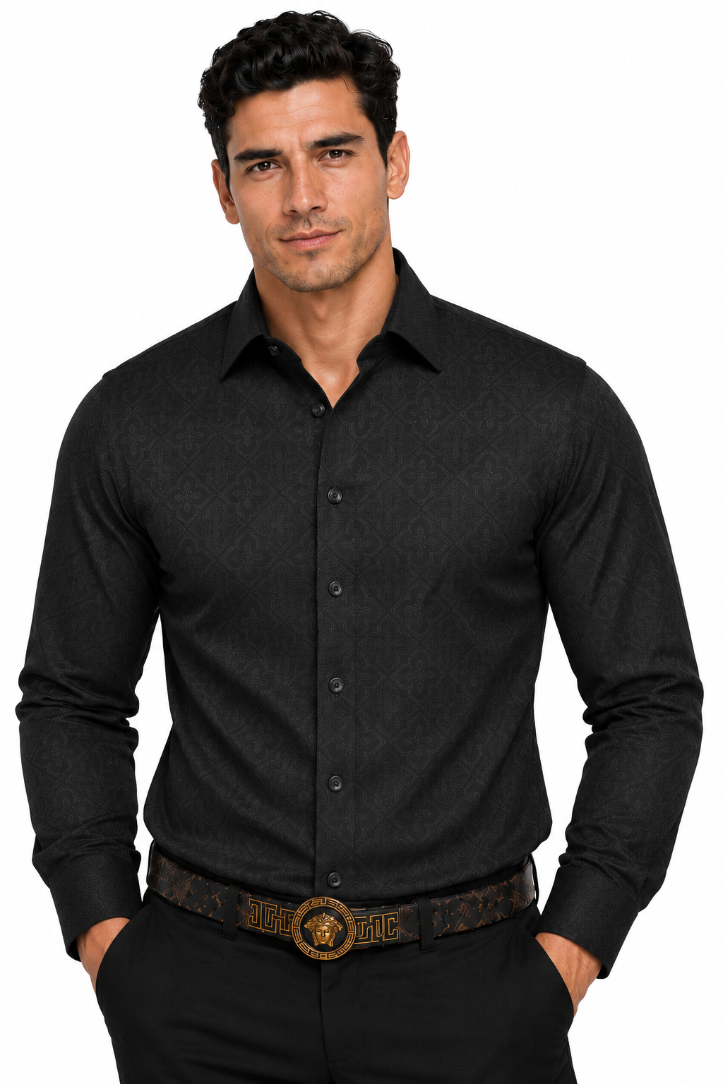 VELW-05 VIP FANCY LS EMBOSSED SHIRT