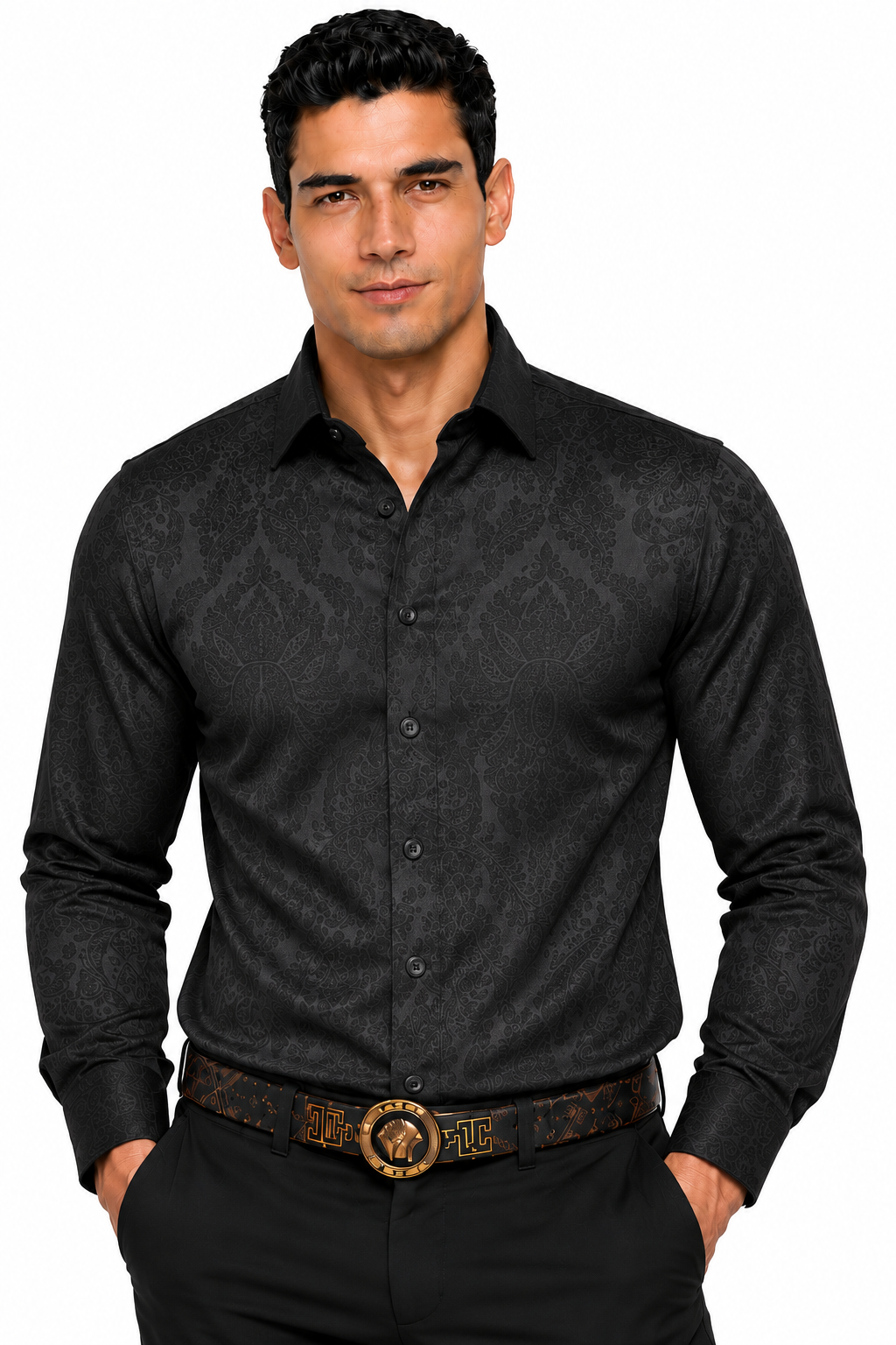 VELW-07 VIP FANCY LS EMBOSSED SHIRT
