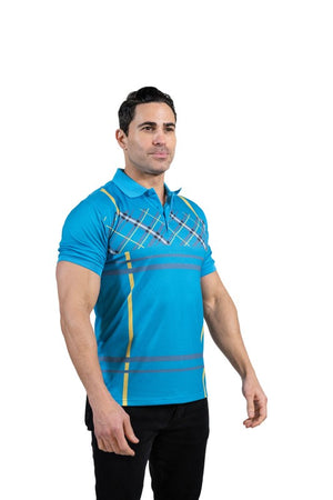 GGP-23 Men's Cotton Blend Plaid-Trim Polo Shirt