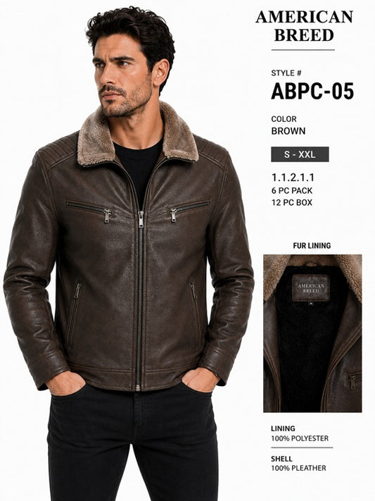 ABPC- 5   AMERICAN BREED MEN'S FANCY PU JACKET- PER PREPACK