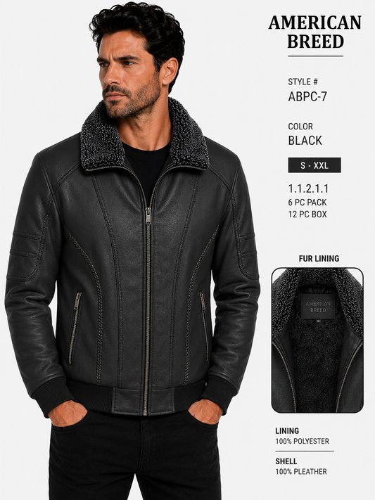 ABPC- 7   AMERICAN BREED MEN'S FANCY PU JACKET- PER PREPACK