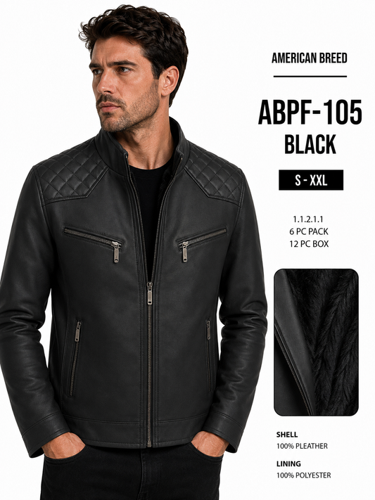 ABPF-105  AMERICAN BREED MEN'S FANCY PU JACKET- PER PREPACK