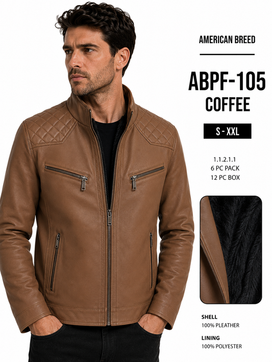 ABPF-105  AMERICAN BREED MEN'S FANCY PU JACKET- PER PREPACK