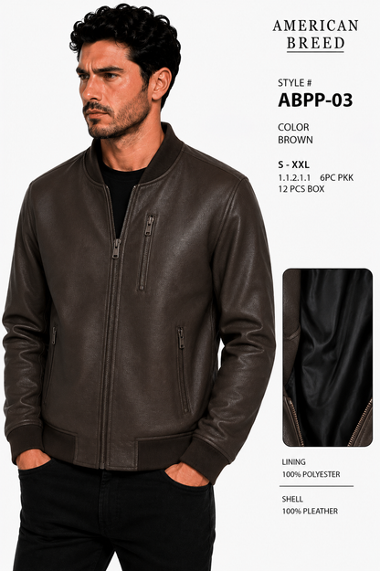 ABPP-03   AMERICAN BREED MEN'S FANCY PU JACKET- PER PREPACK