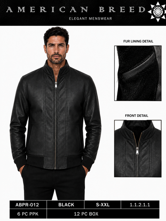 ABPR-12   AMERICAN BREED MEN'S FANCY PU JACKET- PER PREPACK