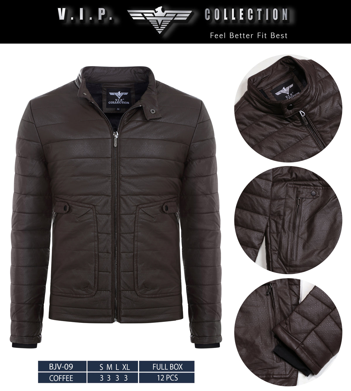 BJV-09  VIP WAXY PU JACKET- PER PREPACK