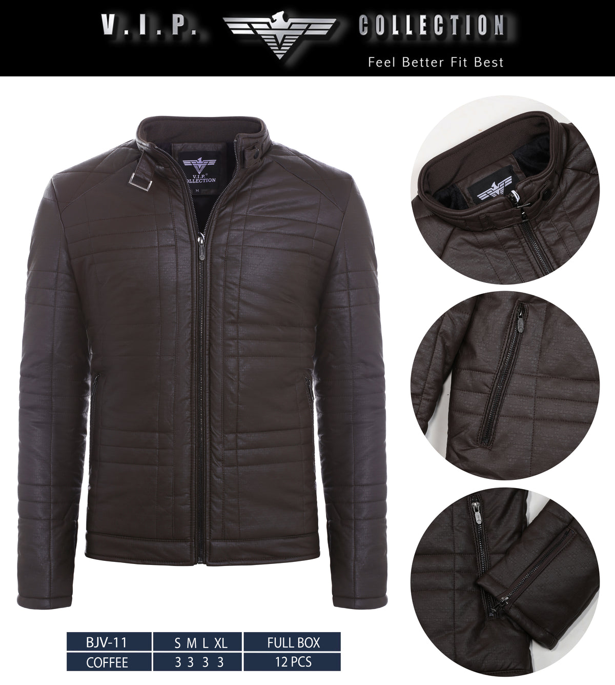 BJV-11  VIP WAXY PU JACKET- PER PREPACK