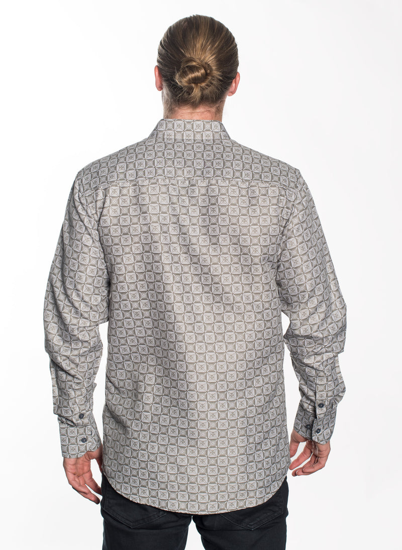 LSWG-357 MEN'S PRINTED LONG SLEEVE DRESS SHIRT