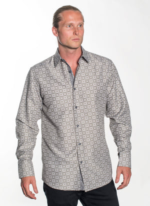 LSWG-357 MEN'S PRINTED LONG SLEEVE DRESS SHIRT
