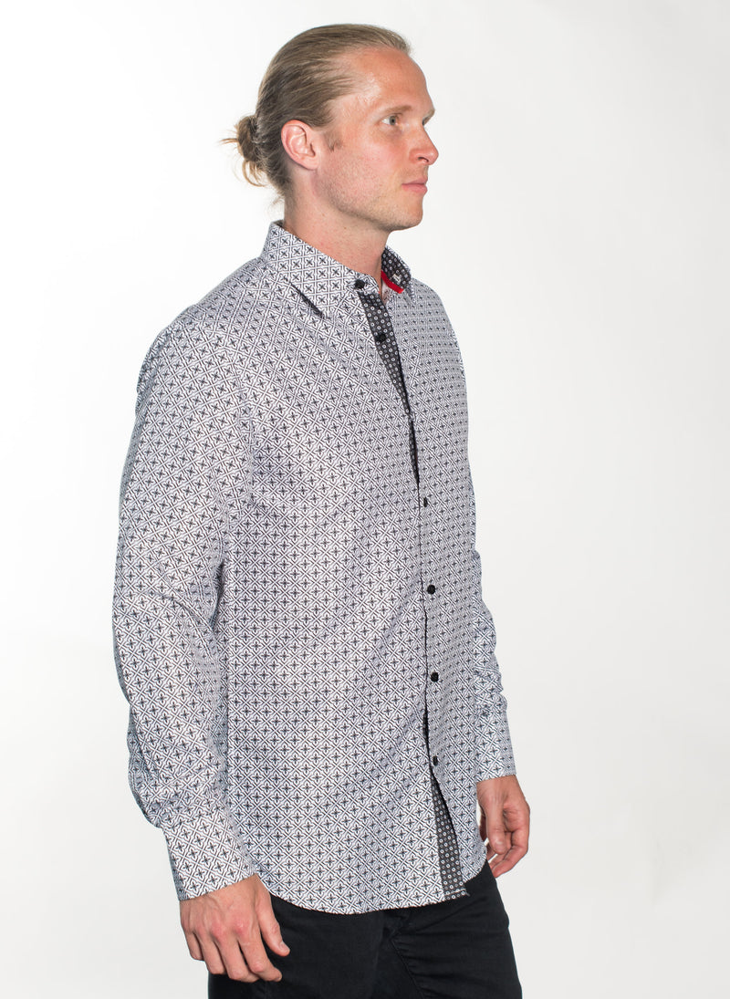 LSWG-361 MEN'S PRINTED LONG SLEEVE DRESS SHIRT