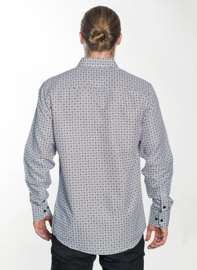 LSWG-361 MEN'S PRINTED LONG SLEEVE DRESS SHIRT