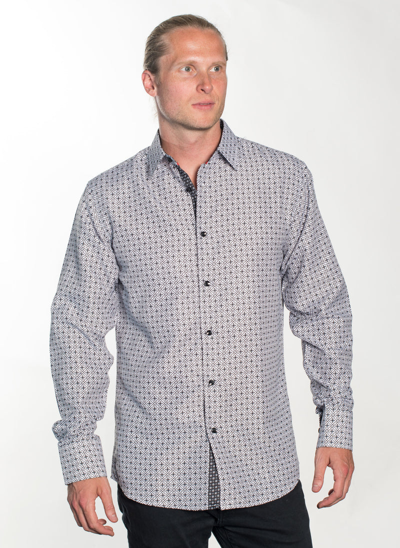 LSWG-361 MEN'S PRINTED LONG SLEEVE DRESS SHIRT