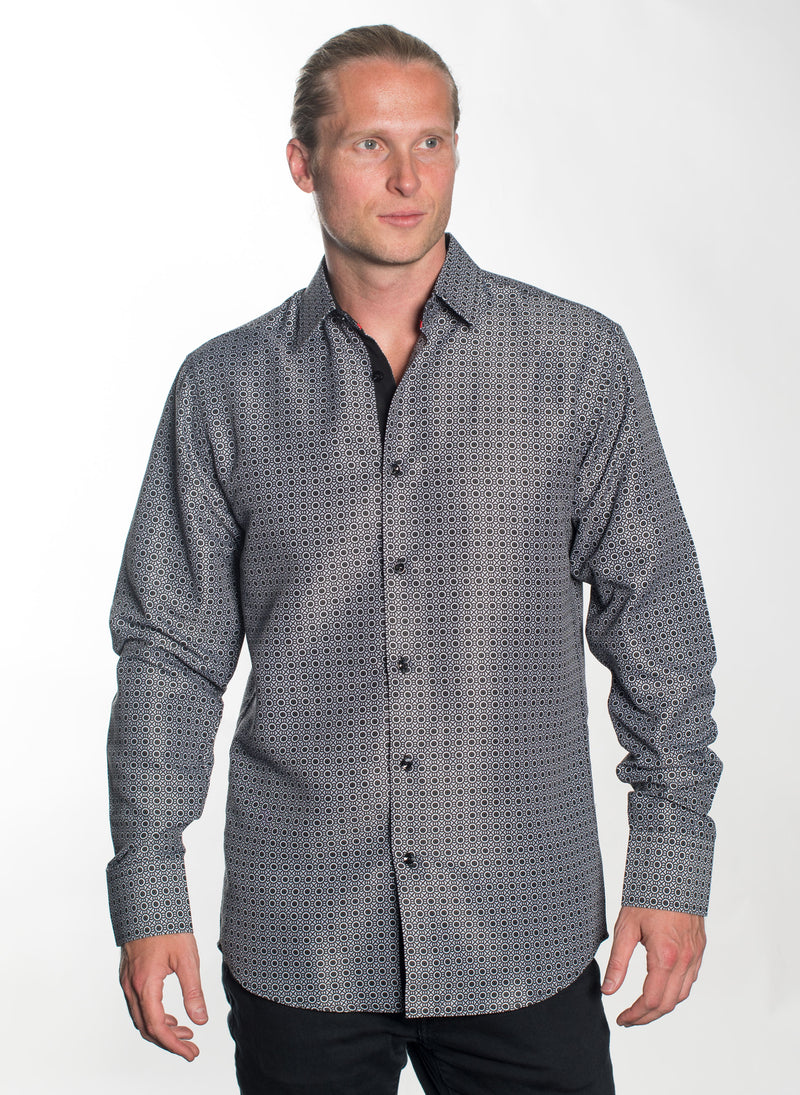 LSWG-388 MEN'S PRINTED LONG SLEEVE DRESS SHIRT