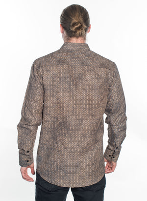 LSWG-401 MEN'S PRINTED LONG SLEEVE DRESS SHIRT