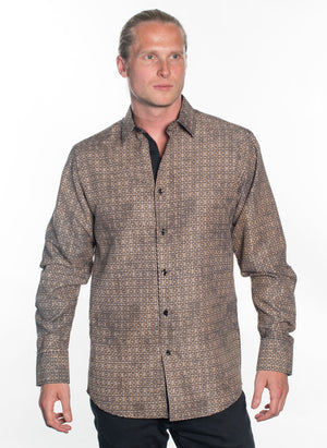 LSWG-401 MEN'S PRINTED LONG SLEEVE DRESS SHIRT