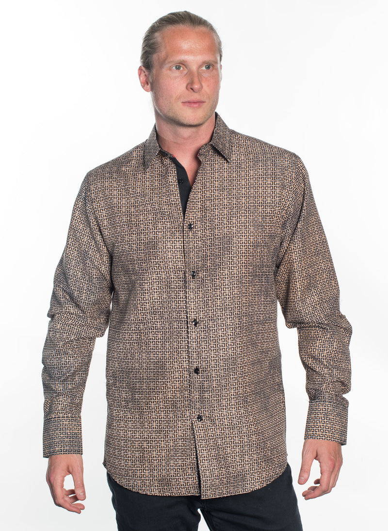 LSWG-401 MEN'S PRINTED LONG SLEEVE DRESS SHIRT