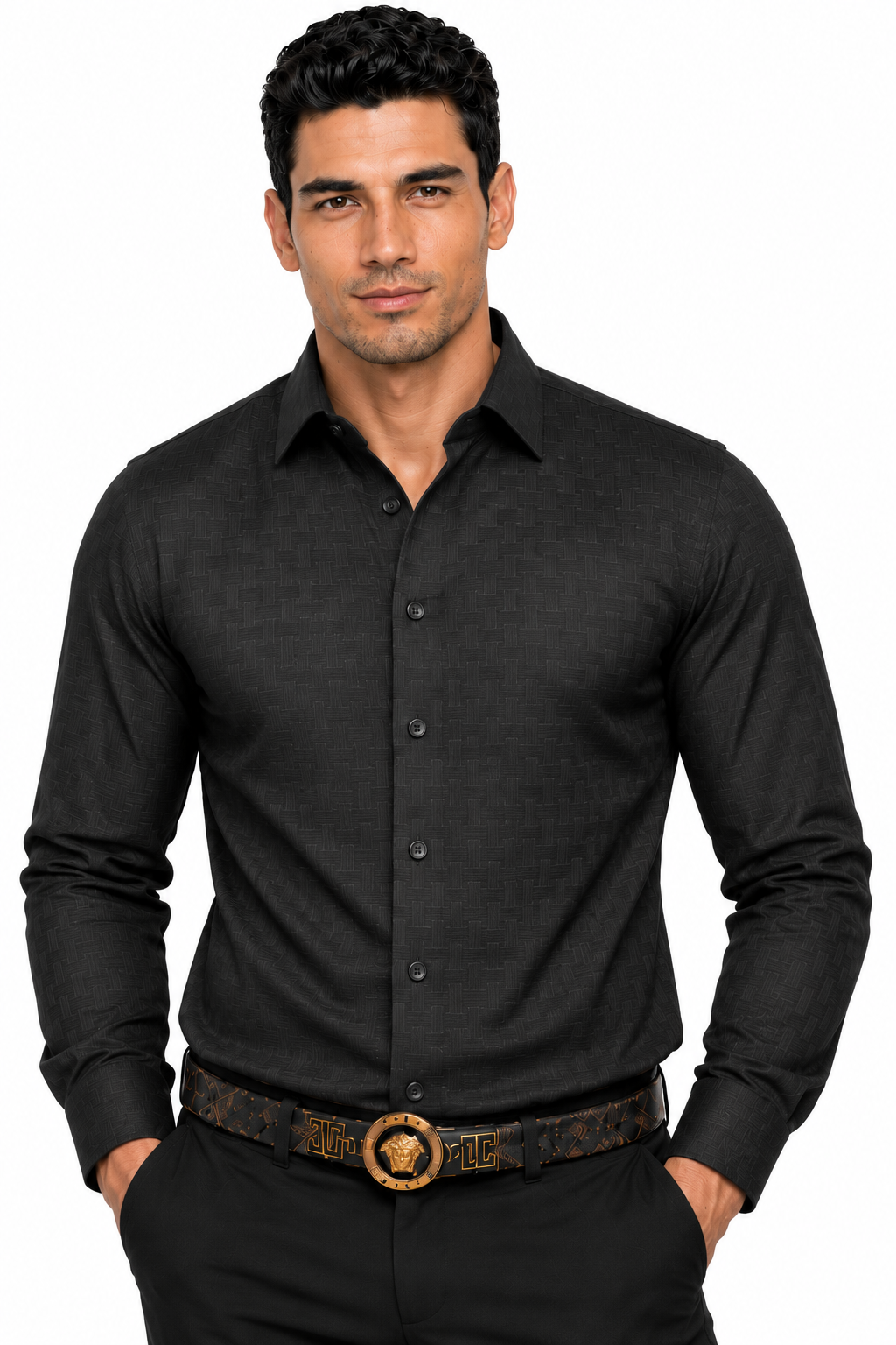 VELW-06 VIP FANCY LS EMBOSSED SHIRT