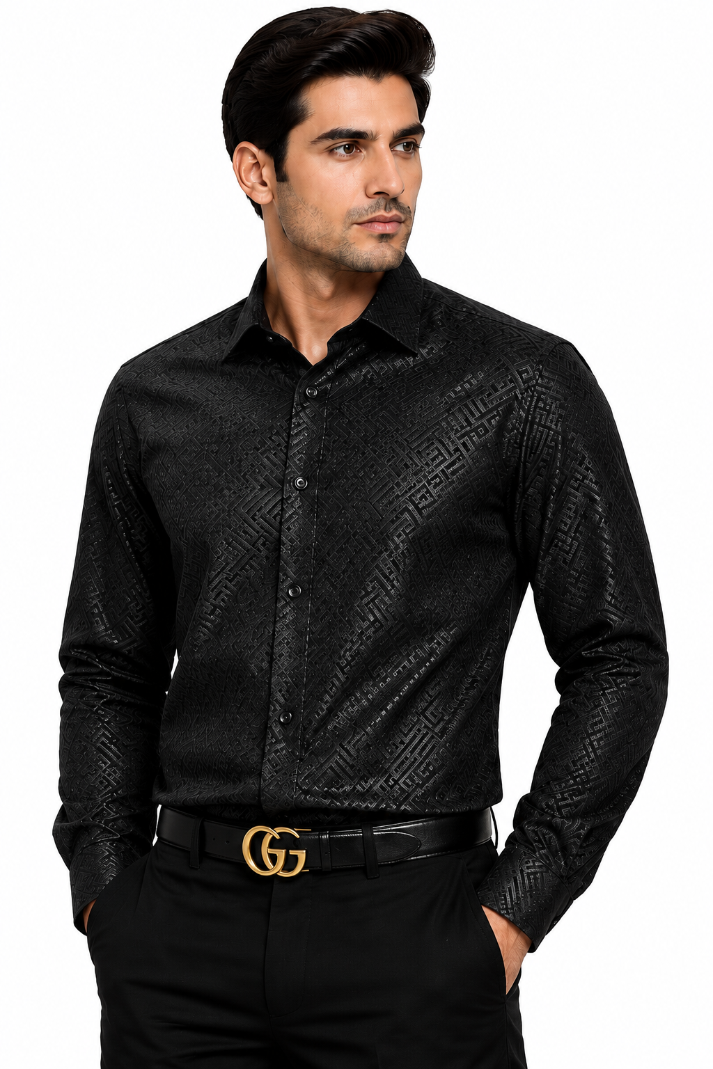 VELW-08 VIP FANCY LS EMBOSSED SHIRT