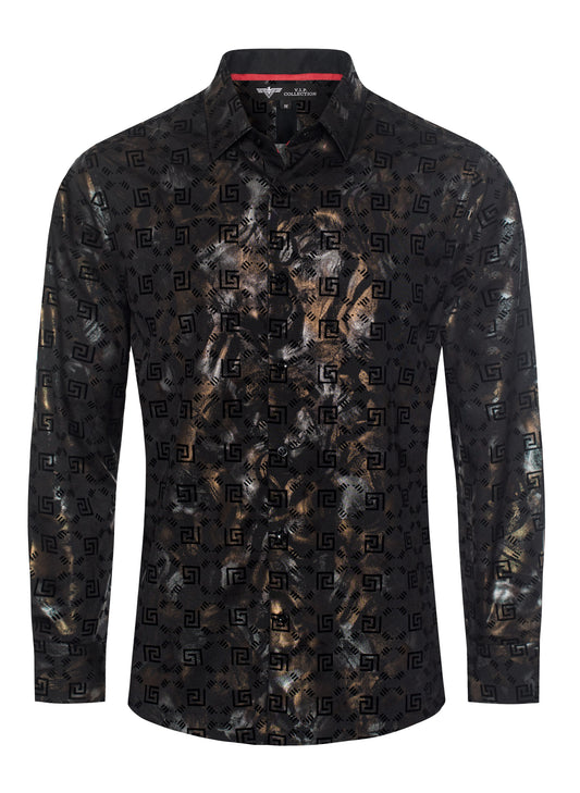 VIFL-197 VIP COLLECTION MEN'S L/S FLOCK SHIRT