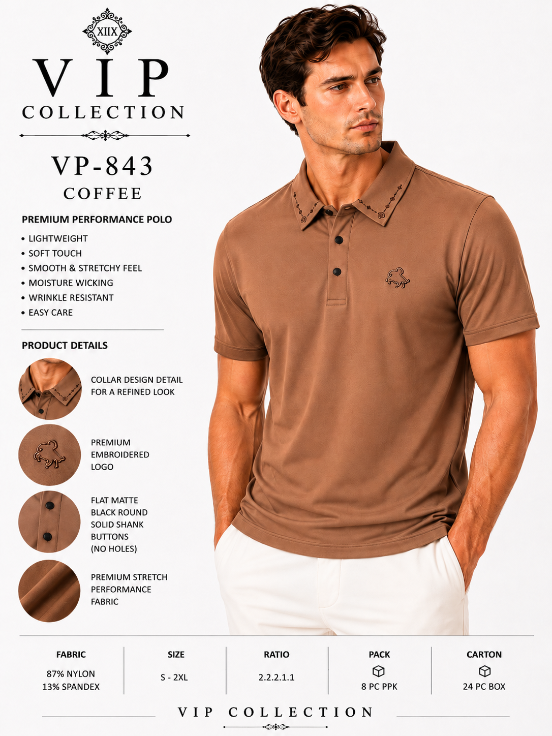 VP-843  V.I.P FANCY POLO