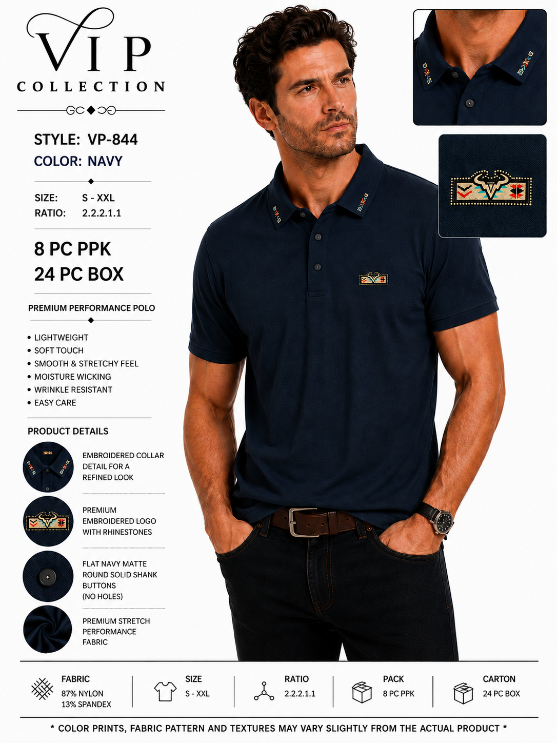 VP-844  V.I.P FANCY POLO