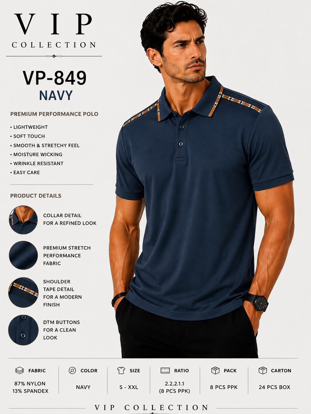 VP-849  V.I.P FANCY POLO
