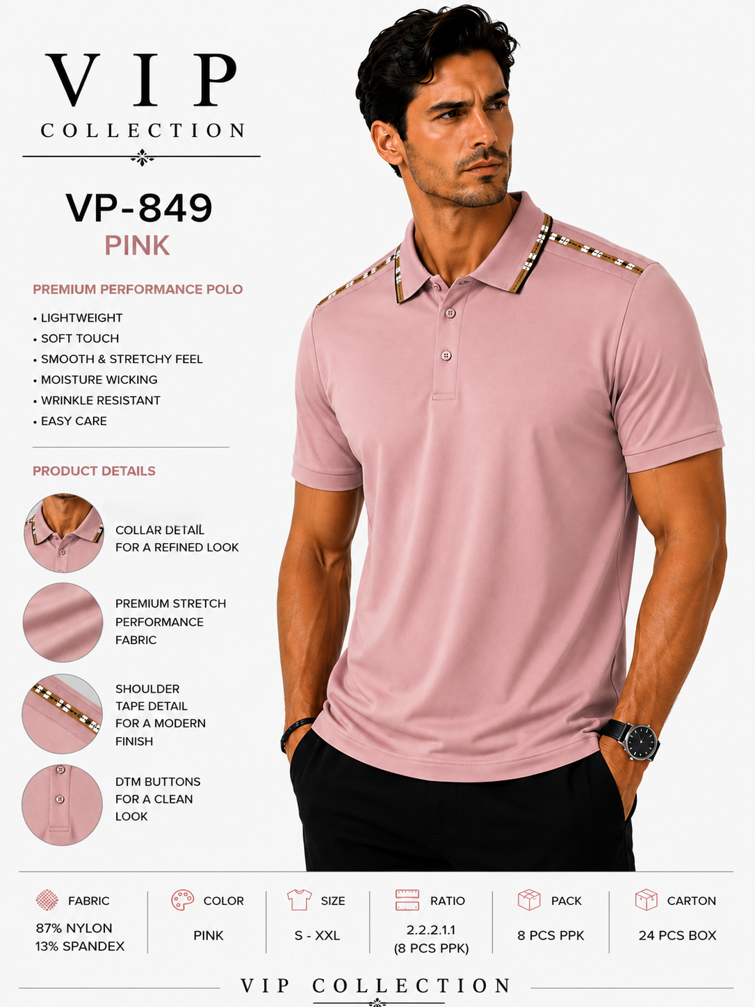 VP-849  V.I.P FANCY POLO
