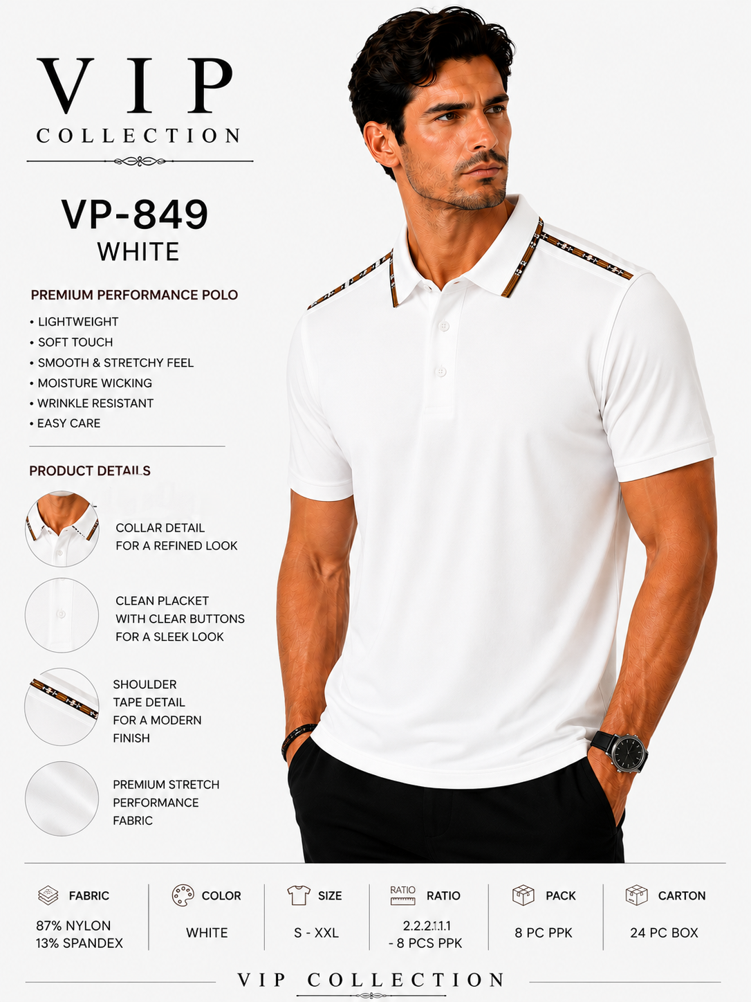 VP-849  V.I.P FANCY POLO