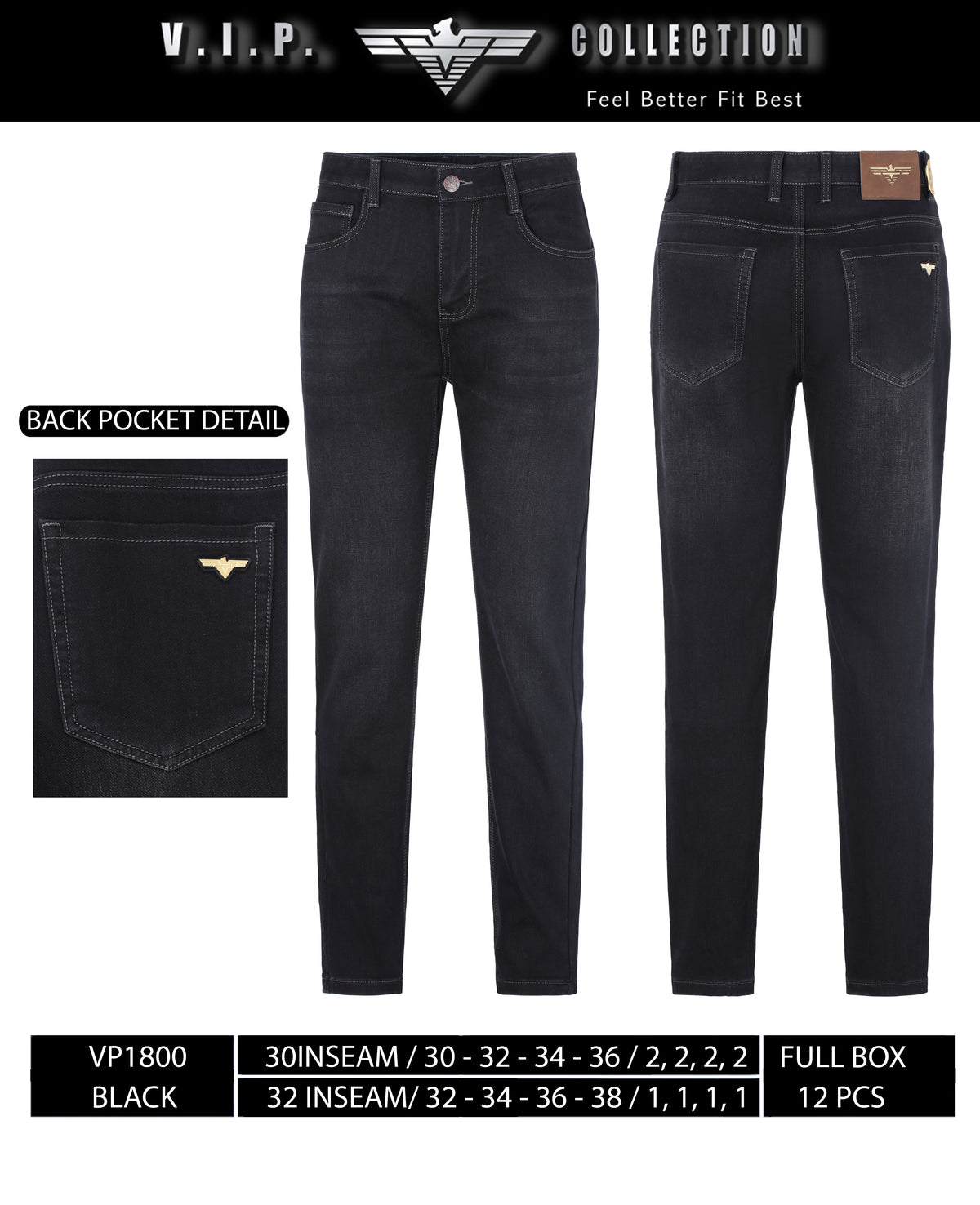 VP1800 - VIP COLLECTION FANCY DENIM - PER PREPACK